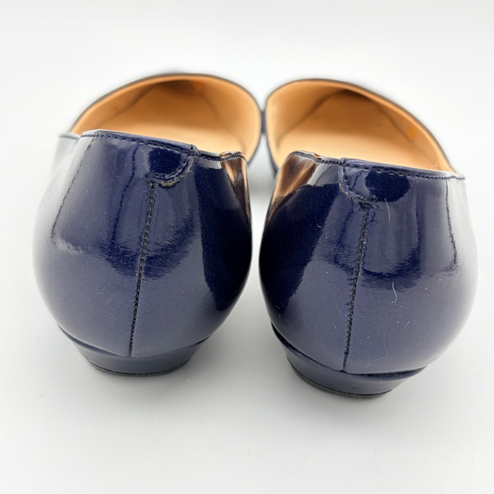 Nine West Saige Navy Blue Patent d'Orsay Pointed Toe Flats Size 6 Office Preppy - Picture 5 of 9